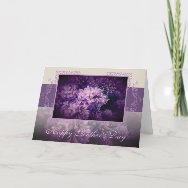 Tarjeta Elegante floral de Lilac "Día de la Madre" (Anverso)
