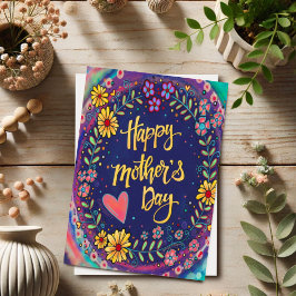 Tarjeta Elegante Floral Feliz Día de la Madre  Inspirivity