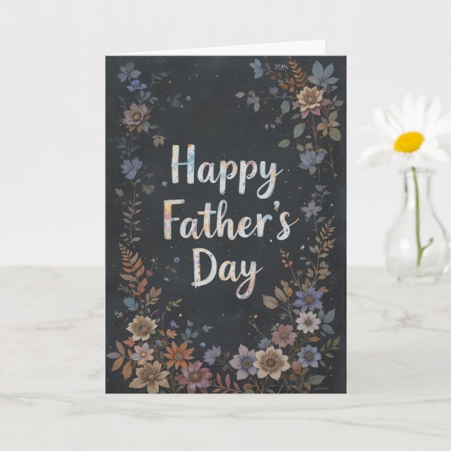 Tarjeta Elegante Floral Feliz Día de los Padres Clásico (Planta pequeña)