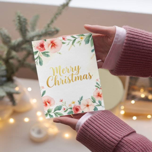 Tarjeta Elegante Floral Feliz Navidad (Subido por el creador)