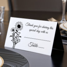 Elegante floral girasoles Boda blanco negro