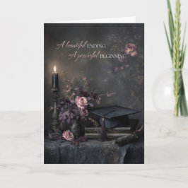Tarjeta Elegante Floral Oscuro Romántico para Graduación