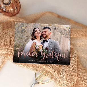 Tarjeta Elegante Foto de Agradecimiento de Boda para Siemp