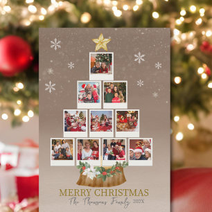 Tarjeta Elegante foto de la familia de árboles navideños d