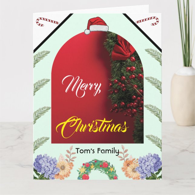 Tarjeta Elegante foto en arco pastel navidad moderna (Anverso)