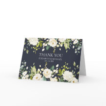 Elegante foto floral azul y blanca gracias Boda