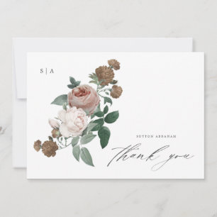 Tarjeta Elegante Foto Floral de Bautizo Gracias