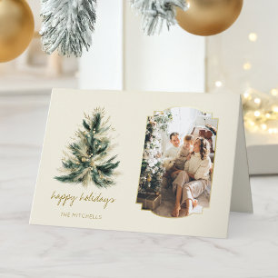 Tarjeta Elegante foto moderna de árbol de Navidad verde y 