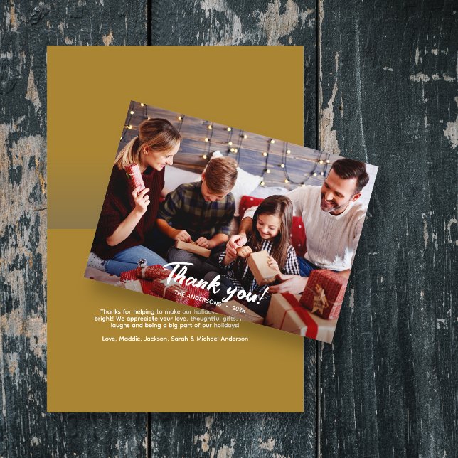 Tarjeta Elegante foto moderna de vacaciones de oro gracias (Subido por el creador)