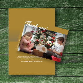 Tarjeta Elegante foto moderna de vacaciones de oro gracias