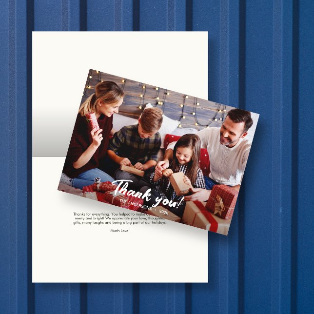 Tarjeta Elegante foto moderna de vacaciones gracias (Subido por el creador)