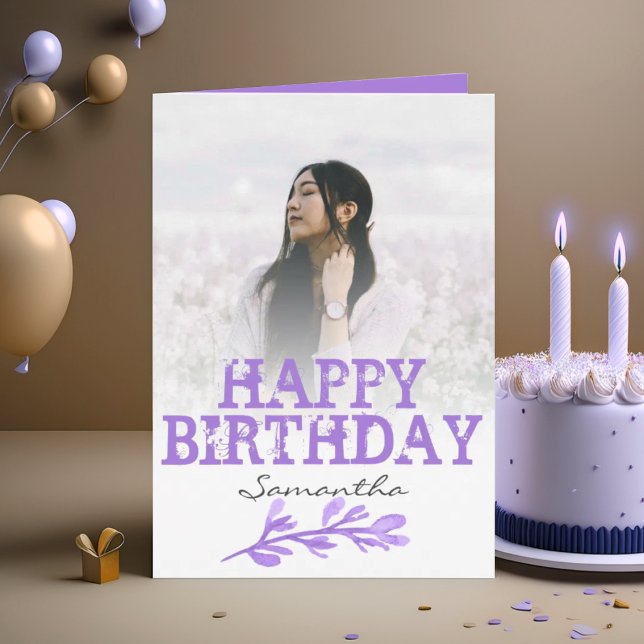 Tarjeta Elegante Foto Morada Acuarela Moderna  (Subido por el creador)