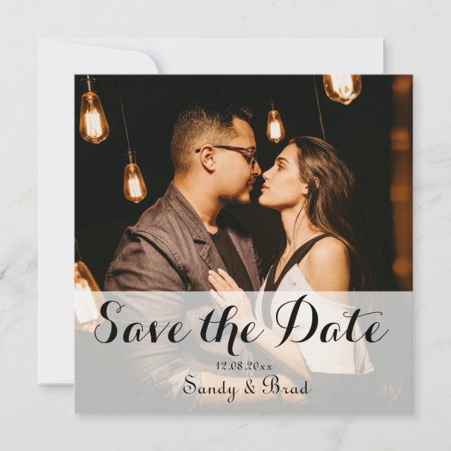 Tarjeta Elegante foto Personalizado moderna Salven al Boda (Anverso)