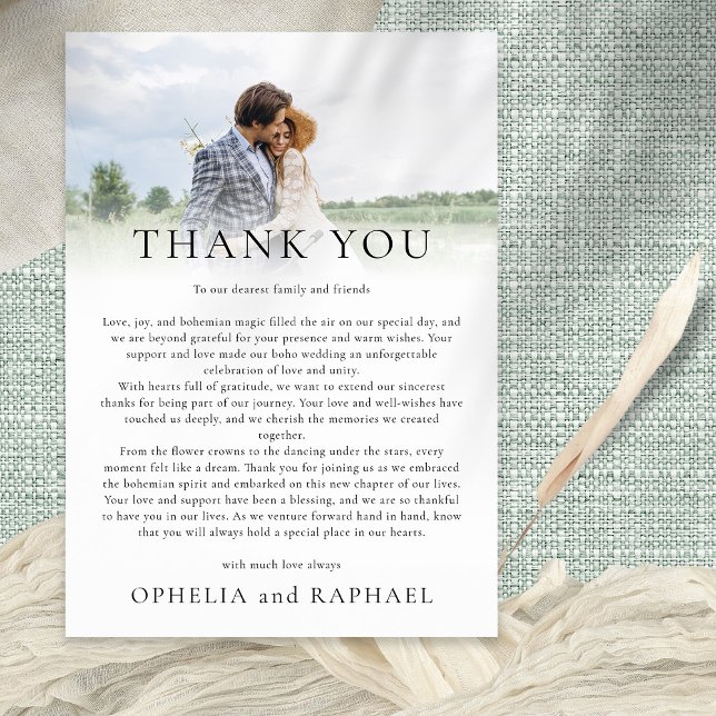 Tarjeta Elegante foto superpuesto Boda Boho Gracias (Subido por el creador)