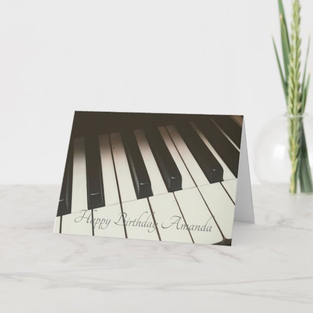 Tarjeta Elegante fotografía de Piano Blanco y Negro (Anverso)