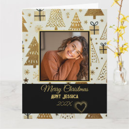 Tarjeta Elegante Fotos de Feliz Navidad Negra y Oro