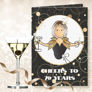 Tarjeta Elegante Glamoroso Gracioso 70 cumpleaños Martini