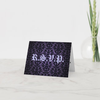 Tarjeta elegante gótica púrpura y negra de