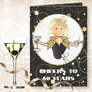 Tarjeta Elegante Graciosa 60ª Mujer Cumpleaños Martini
