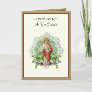 Tarjeta Elegante graduación católica Jesús comienzo