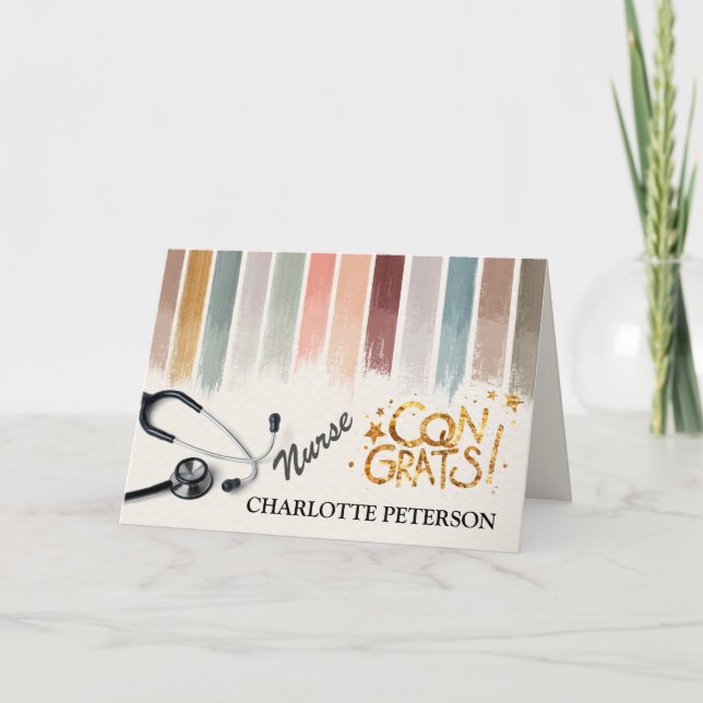 Tarjeta Elegante graduación de enfermeras de broca de colo (Anverso)