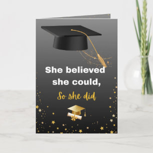 Tarjeta Elegante graduación en negro y dorado