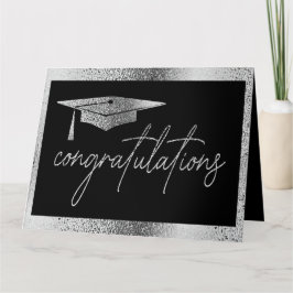 Tarjeta Elegante Graduación Felicitaciones Faux Silver