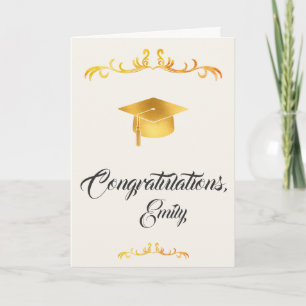 Tarjeta Elegante Graduado Felicidades Graduación Oro