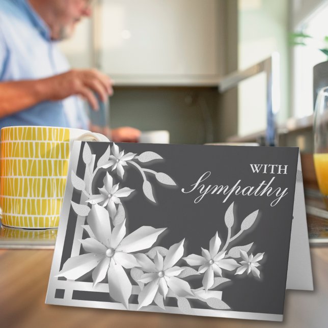 Tarjeta Elegante Gray Silver Florals (Subido por el creador)
