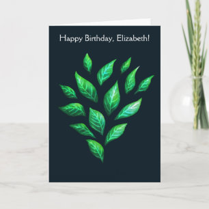 Tarjeta Elegante Green Leaves Nature Lover Nombre Birthday