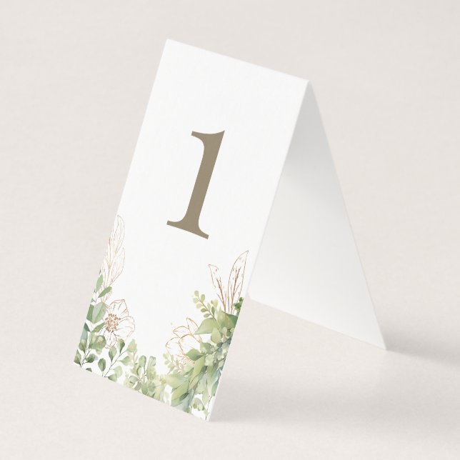 Tarjeta Elegante Greenery Boda Gold Textos (Reverso)