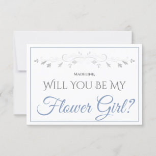 Tarjeta Elegante gris y azul claro sé mi carta de chica fl
