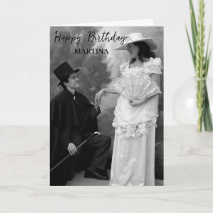 Tarjeta Elegante guión clásico foto divertida cumpleaños f