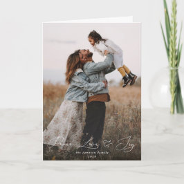 Tarjeta Elegante guión Fuente Paz Amor + Alegría Navidades