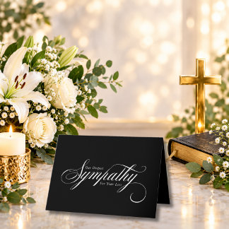 Tarjeta Elegante guión negro blanco condolencias simpatía