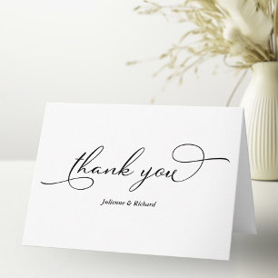 Tarjeta Elegante Guión Negro Gracias