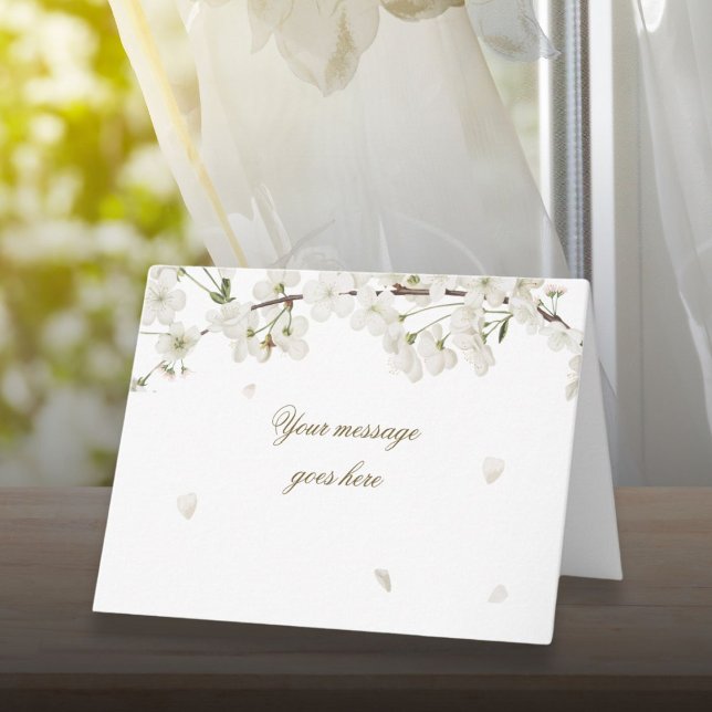 Tarjeta Elegante guion personalizado Flor blanca bonita (Elegant Personalized Script Pretty White Blossom Card)