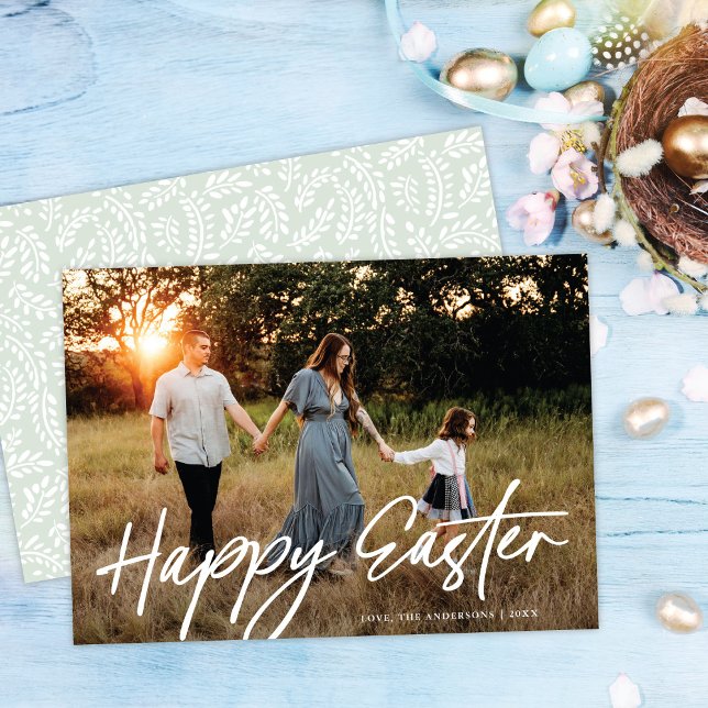 Tarjeta Elegante guión simple moderno feliz foto de Pascua (Subido por el creador)