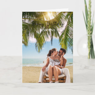 Tarjeta Elegante guión simple Personalizado foto feliz cum