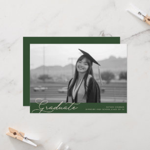 Tarjeta Elegante guión verde moderno Foto Graduación