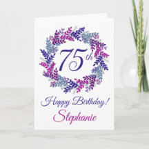 Elegante guirnalda rosada púrpura 75º cumpleaños