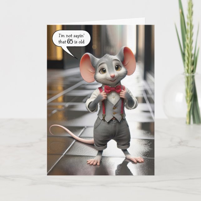 Tarjeta Elegante Guy Mouse por 65 años (Anverso)