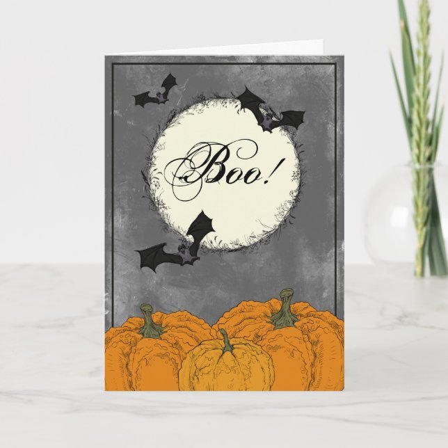 Tarjeta Elegante Halloween negro y Naranja (Anverso)