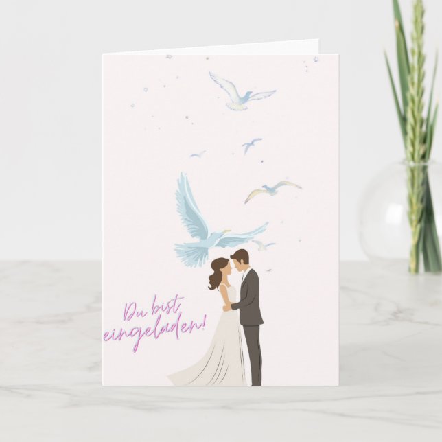Tarjeta Elegante Hochzeitseinladung Du bist eingeladen! mi (Anverso)