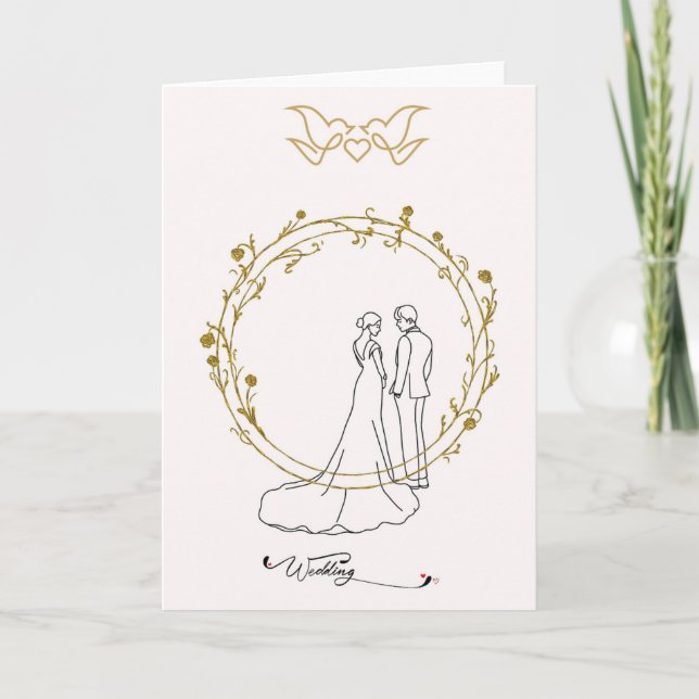 Tarjeta Elegante Hochzeitskarte Wedding mit Brautpaar im G (Anverso)