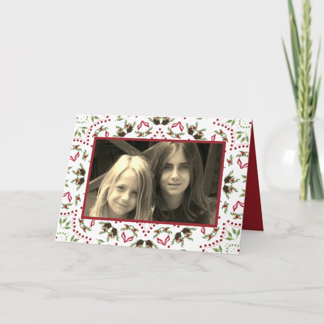 Tarjeta Elegante Holly Pinecone Mandala Classic 1 Foto (Anverso)