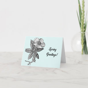 Tarjeta Elegante Ilustracion botánico de flor de primavera