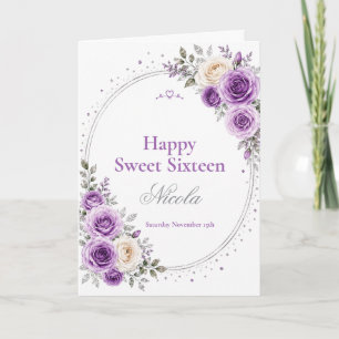 Tarjeta Elegante Lavanda Cumpleaños 16