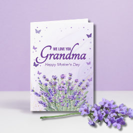 Tarjeta Elegante Lavanda Púrpura Te Amamos Abuela