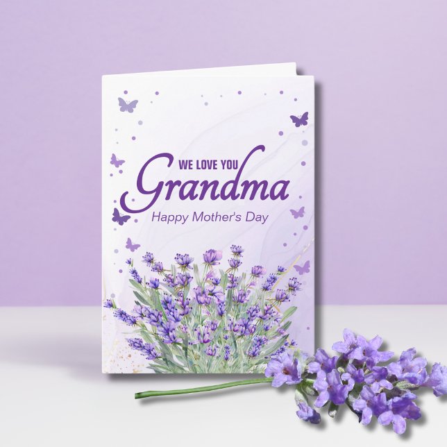Tarjeta Elegante Lavanda Púrpura Te Amamos Abuela (Subido por el creador)